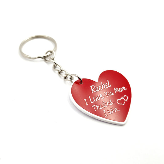 Personalised "I Love You More" Keyring