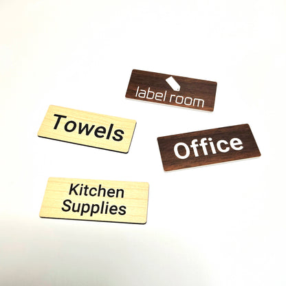 Wood Effect Rectangle Engraved Plastic Labels