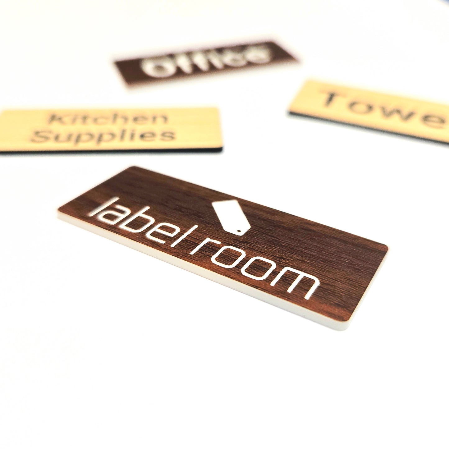 Wood Effect Rectangle Engraved Plastic Labels