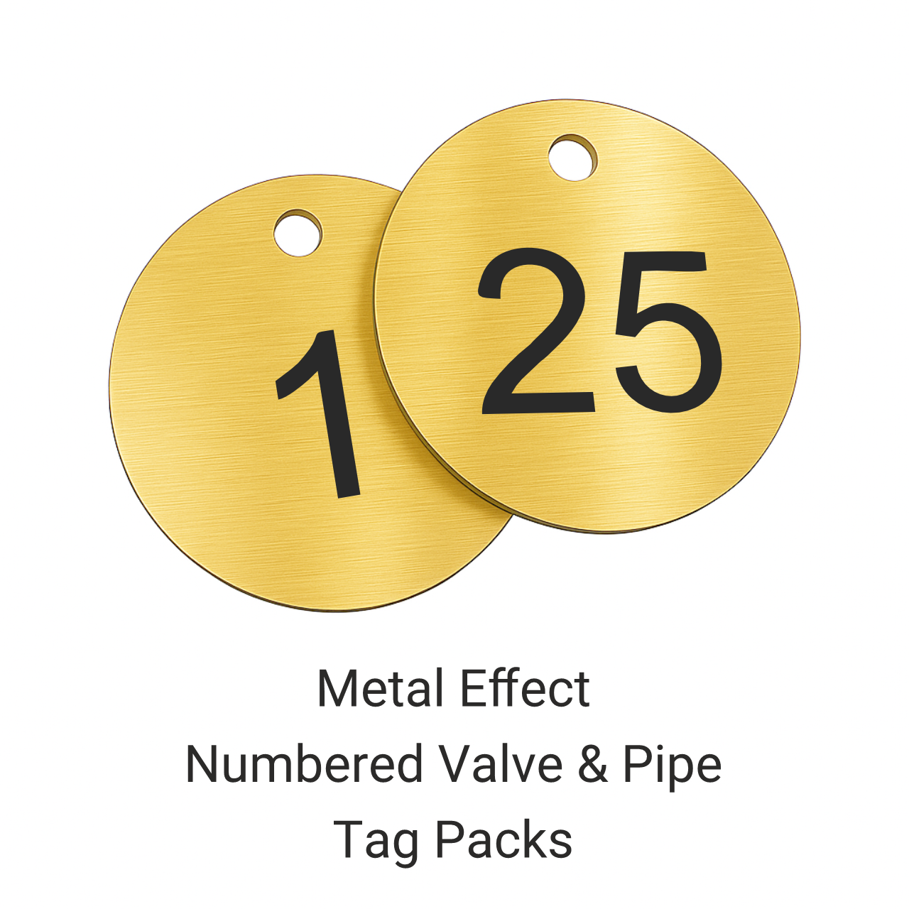 Metal Effect Numbered Valve & Pipe Tag Packs