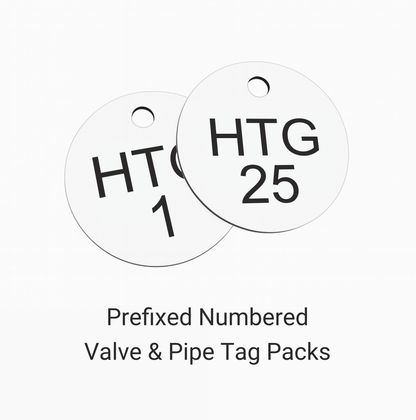 Prefixed Numbered Valve & Pipe Tag Packs