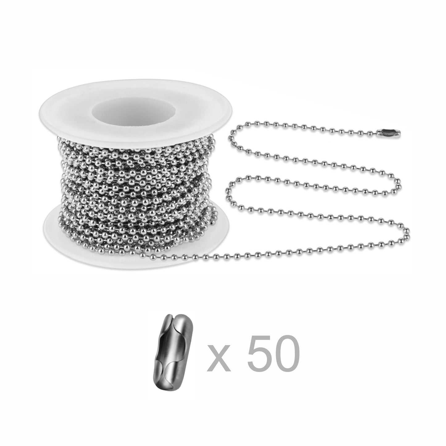 Ball Chain Spool (10m/36ft) with 50 Connectors